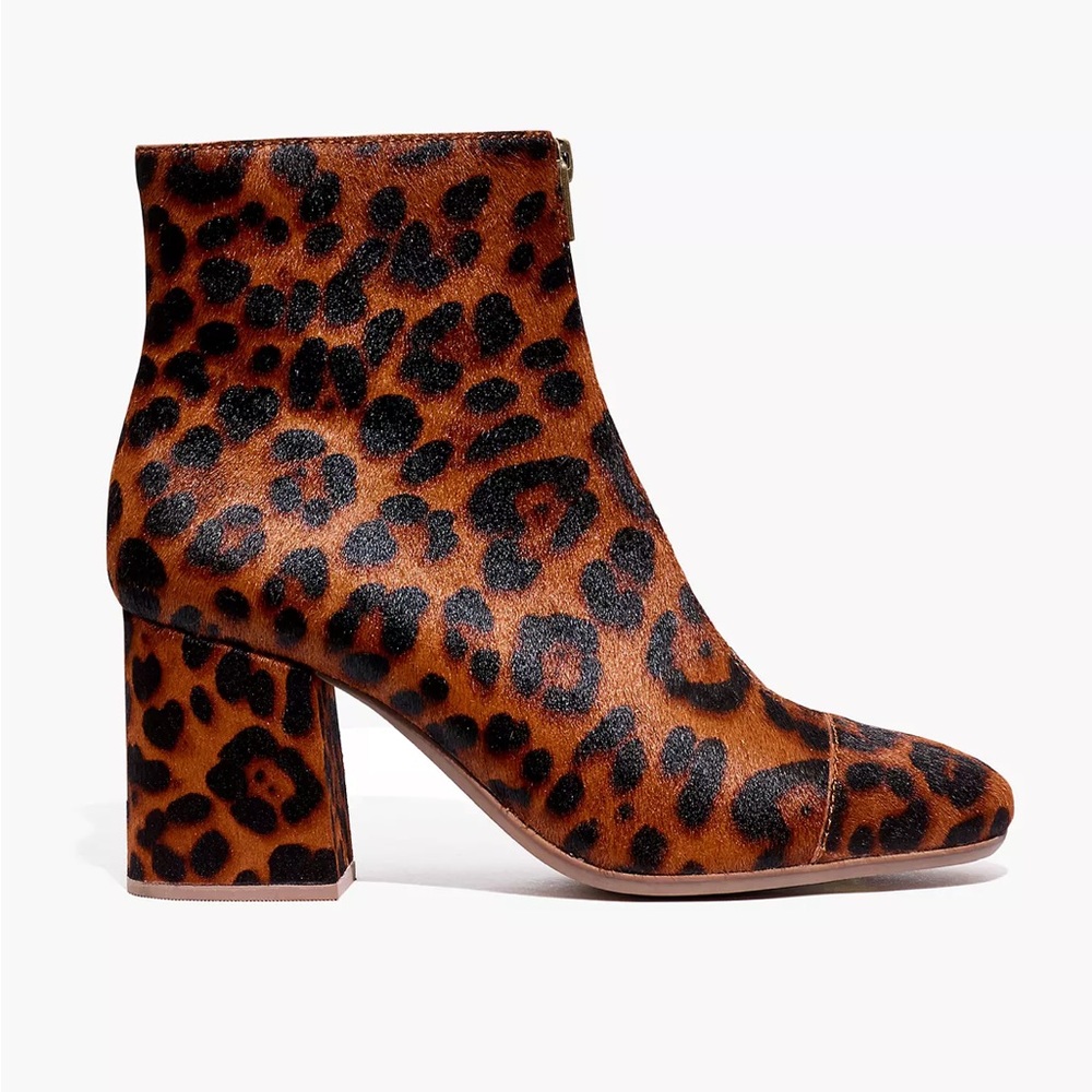 Madewell NIB Amalia Front Zip Leopard Calf Hair Boots size 10. - Picture 2 of 9